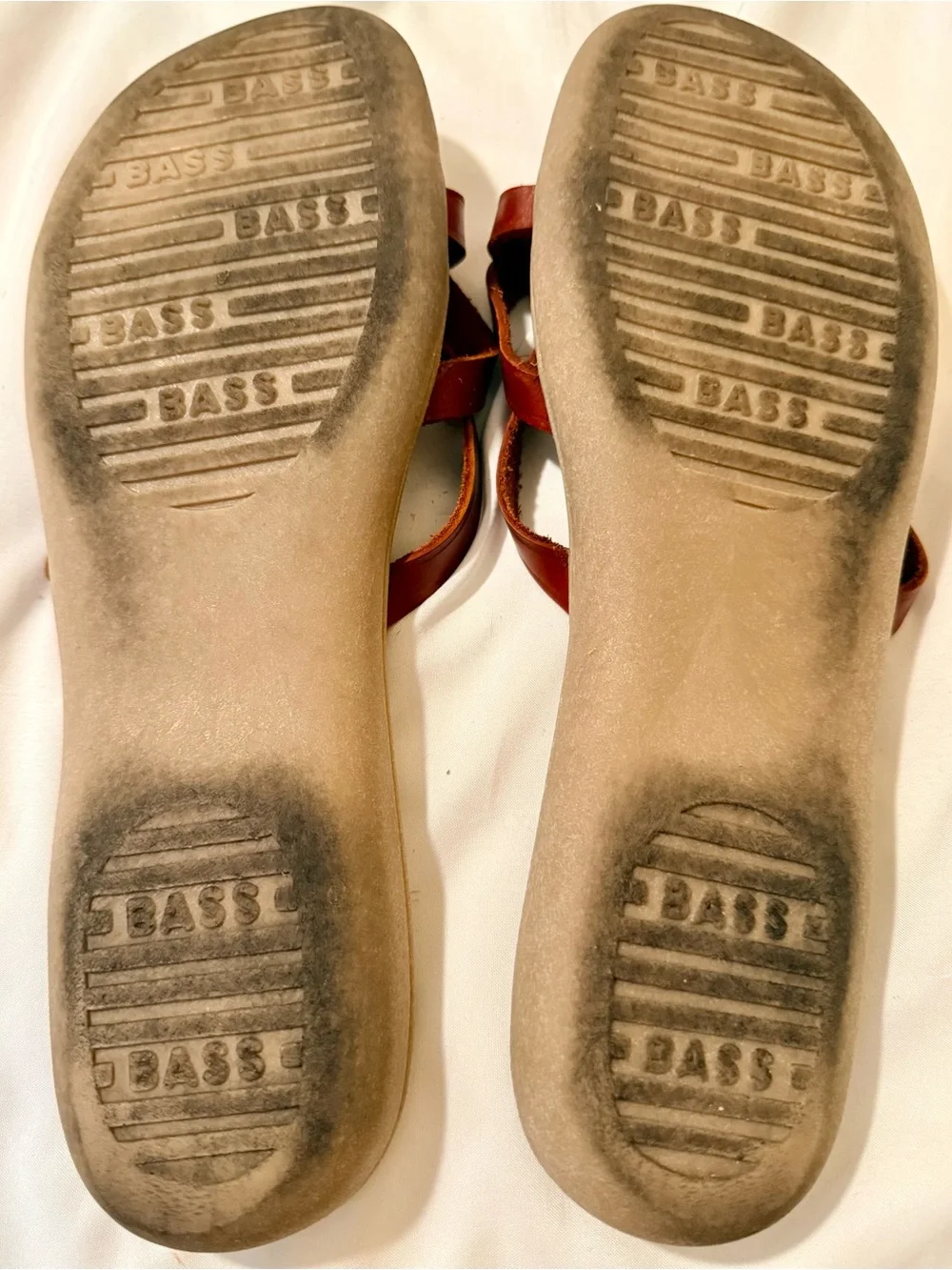 Vintage G.H. Bass Cognac Leather Crisscross Slide Sandals Comfort Sz 11 EU 42